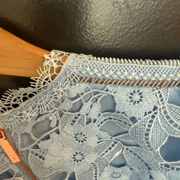 Ted Baker NWOT size 1 (S) bell sleeves Sky Blue Lace Blouse. Full descr in pics - Picture 6 of 17